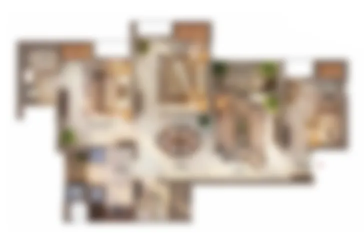 3 BHK floor plan in DTC Downtown Rajarhat Kolkata with large living area multiple bedrooms and premium layout